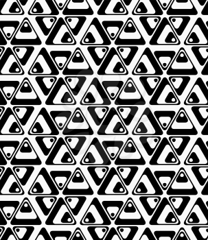 Black and white rotated triangles.Seamless stylish geometric background. Modern abstract pattern. Flat monochrome design.