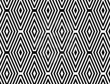 Black and white striped diamonds in rows.Black and white striped diamonds.Seamless stylish geometric background. Modern abstract pattern. Flat monochrome design.