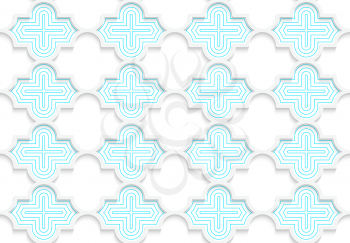 Colored 3D blue horizontal Marrakech.Seamless geometric background. Modern 3D texture. Pattern with realistic shadow and cut out of paper effect.