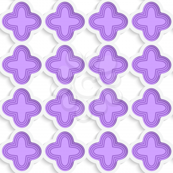 Colored 3D purple striped four foils.Seamless geometric background. Modern 3D texture. Pattern with realistic shadow and cut out of paper effect.