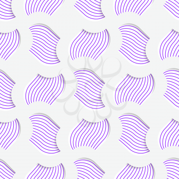 Colored 3D purple striped pedals with grid.Seamless geometric background. Modern 3D texture. Pattern with realistic shadow and cut out of paper effect.