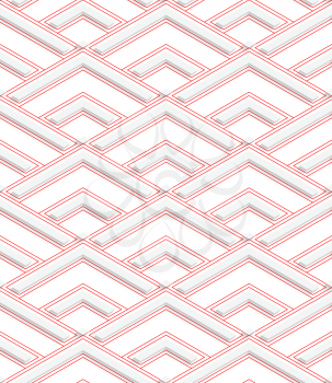 Colored 3D red striped corners .Seamless geometric background. Modern 3D texture. Pattern with realistic shadow and cut out of paper effect.