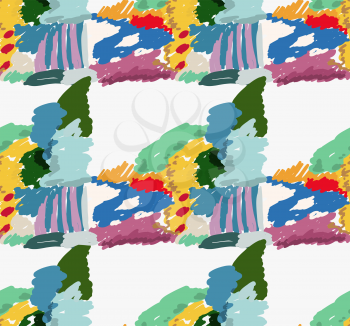 Abstract color splashes.Hand drawn with paint brush seamless background.Modern hipster style design.
