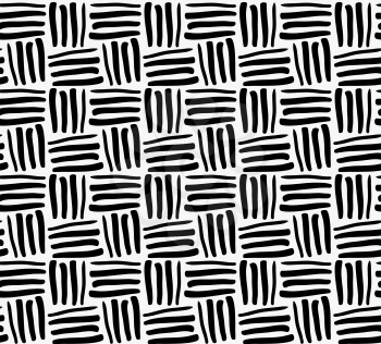 Black marker drawn stripes.Hand drawn with paint brush seamless background. Abstract texture. Modern irregular tilable design.