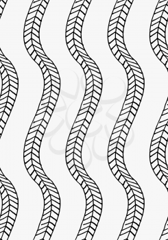 Black marker vertical braids.Free hand drawn with ink brush seamless background. Abstract texture. Modern irregular tilable design.