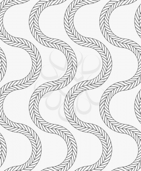 Black marker vertical wavy braids.Free hand drawn with ink brush seamless background. Abstract texture. Modern irregular tilable design.