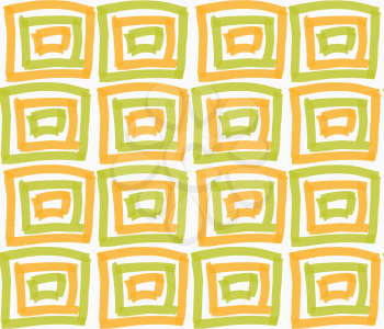 Painted orange and green marker squares.Hand drawn with paint brush seamless background. Abstract colorful texture. Modern irregular tillable design.