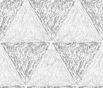Pencil hatched light and dark gray triangles in row.Hand drawn with brush seamless background.Modern hipster style design.