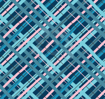 Blue and pink diagonal crossing lines.Hand drawn with ink and colored with marker brush seamless background.Creative hand made brushed design.