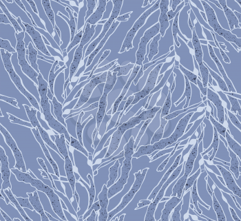 Kelp forest blue with ink texture.Hand drawn with ink and marker brush seamless background.Six color pallet collection.