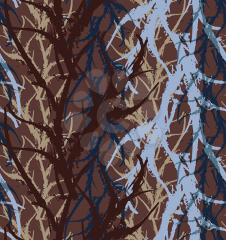Kelp seaweed blue and brown abstract rough.Hand drawn with ink seamless background.Modern hipster style design.