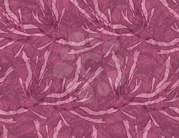 Kelp on red scribbled bubbles.Seamless pattern. Kelp fabric design
