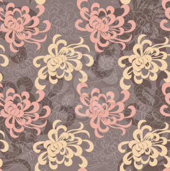 Aster flower overlapping pink and yellow.Seamless pattern. Floral fabric collection.