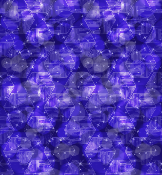 Bokeh stars and hexagons.Seamless pattern.Pattern with bokeh light effect.Colorful background.  
