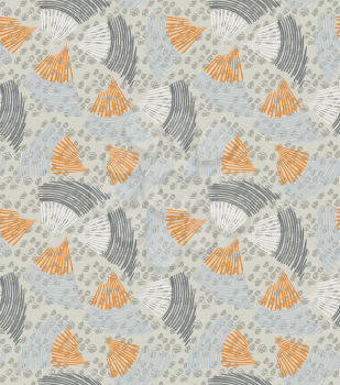 Abstract sea shell heather textured.Hand drawn with ink seamless background.Creative handmade repainting design for fabric or textile.Geometric pattern made of striped triangular shapes.Vintage retro 