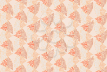 Abstract sea shell on light cream.Hand drawn with ink seamless background.Creative handmade repainting design for fabric or textile.Geometric pattern made of striped triangular shapes.Vintage retro co