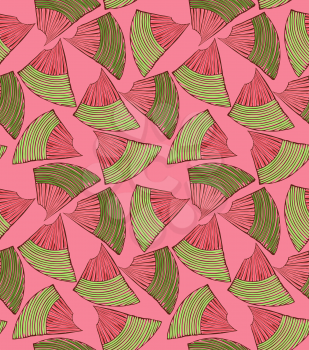 Abstract sea shell pink.Hand drawn with ink seamless background.Creative handmade repainting design for fabric or textile.Geometric pattern made of striped triangular shapes.Vintage retro colors.