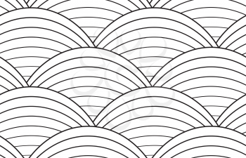 Black stripes arcs on white.Black and white geometrical repainting pattern. Seamless design for fashion fabric textile. Vector background with simple geometrical shapes.