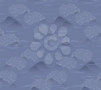 Clouds mountains.Seamless pattern.  