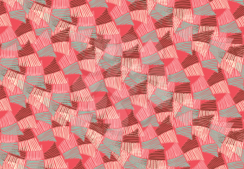 Sea shell peaces in wavy pattern pink overlap.Hand drawn with ink seamless background.Creative handmade repainting design for fabric or textile.Geometric pattern made of striped trapezoids forming wav