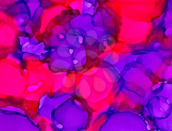 Abstract paint bright pink and purple uneven.Colorful background hand drawn with bright inks and watercolor paints. Color splashes and splatters create uneven artistic modern design.