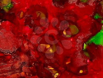 Bright red textured spots.Colorful background hand drawn with bright inks and watercolor paints. Color splashes and splatters create uneven artistic modern design.
