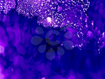 Deep blue textured purple uneven.Colorful background hand drawn with bright inks and watercolor paints. Color splashes and splatters create uneven artistic modern design.