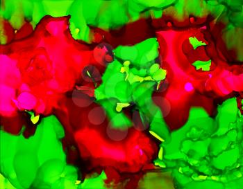 Green paint and pink paint textured.Colorful background hand drawn with bright inks and watercolor paints. Color splashes and splatters create uneven artistic modern design.