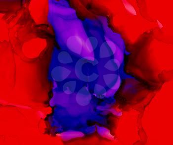 Purple red uneven color merging.Colorful background hand drawn with bright inks and watercolor paints. Color splashes and splatters create uneven artistic modern design.