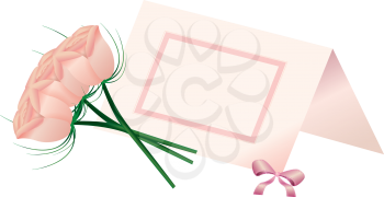 Royalty Free Clipart Image of a Bouquet of Roses and a Place Card