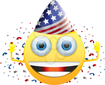 Royalty Free Clipart Image of a Celebrating American Happy Face