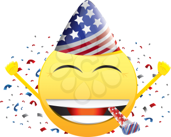 Royalty Free Clipart Image of a Celebrating American Happy Face