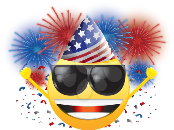 Royalty Free Clipart Image of a Celebrating American Happy Face