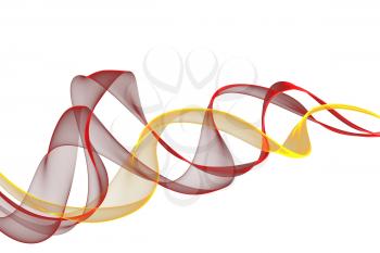 abstract red yellow ribbon waves on a white background