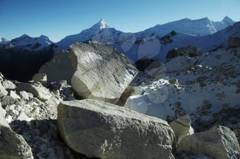 Royalty Free Photo of Stones on a Glacier in the Cordilleras