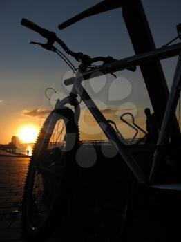 Royalty Free Photo of a Bike at Sunset