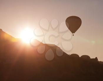 Royalty Free Photo of a Balloon Over Cappadocia in Turkey