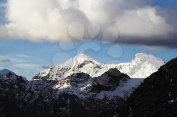 Royalty Free Photo of Snow Covered Mountain Peaks in the Cordillera