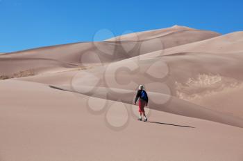 Royalty Free Photo of a Hike in Great Dunes National Park, USA