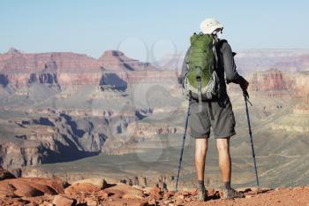 Royalty Free Photo of a Hiker in the Grand Canyon