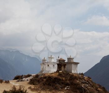 Royalty Free Photo of a Building on Top of a Mountain 