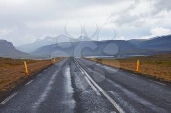 Royalty Free Photo of a Road and Mountains in Iceland