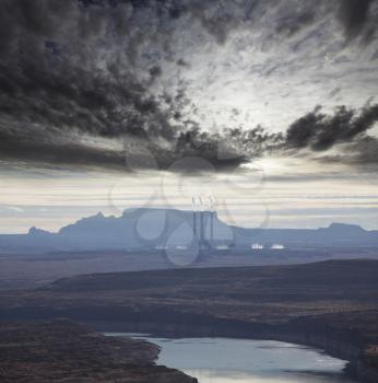 Royalty Free Photo of a Power Plant in the Desert