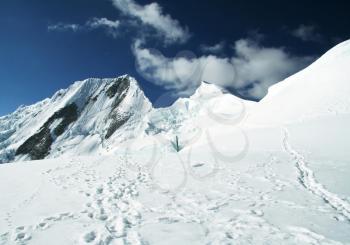 Royalty Free Photo of a Snow Covered Mountain in the Cordilleras