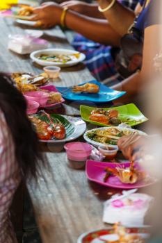 Floating market in the Thailand.