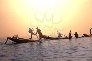 Boats on Inle Lake,Myanmar