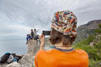 People in hike in the mountains