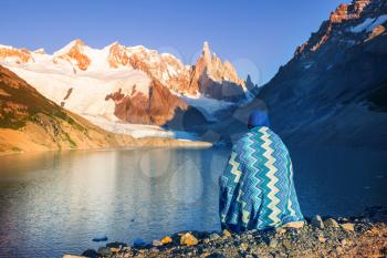 Famous beautiful peak Cerro Torre in Patagonia mountains, Argentina. Beautiful mountains landscapes in South America.