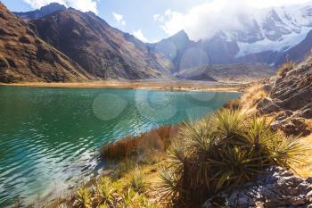 Beautiful mountains landscapes in Cordillera Huayhuash, Peru, South America