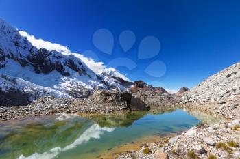 Beautiful mountains landscapes in Cordillera Huayhuash, Peru, South America